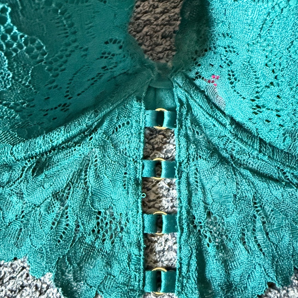 La SENZA Teal Lace Front-Close Plunge Bra 38DDD - Picture 4 of 7